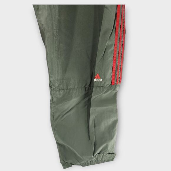 Adidas Windbreaker Track Pants Men's XL Gray Green Red Stripe Mesh Lined Active - Picture 2 of 7